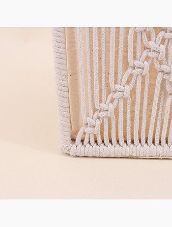 Set de 2 paniers déco tissu macramé