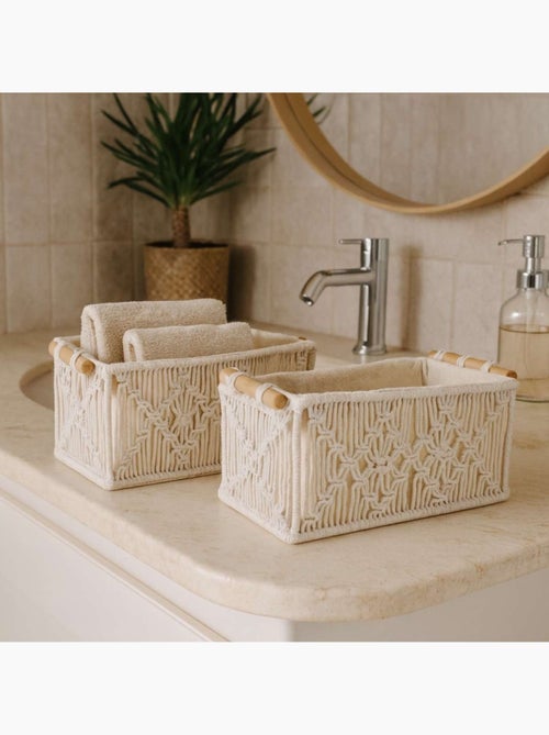 Set de 2 paniers déco tissu macramé - Kiabi