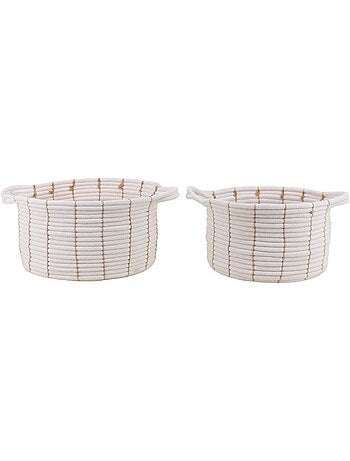 Set de 2 paniers en corde beige avec poignées 27x16cm