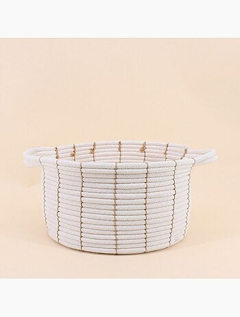 Set de 2 paniers en corde beige avec poignées 27x16cm