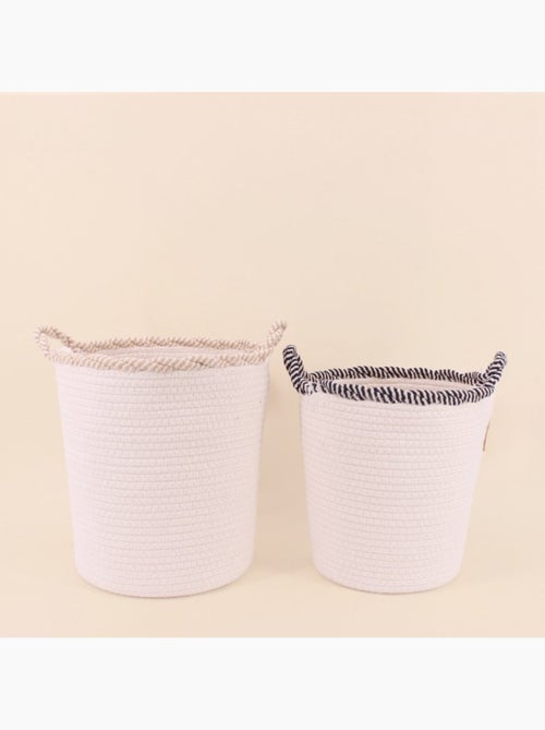 Set de 2 paniers ronds en corde de coton finition vague - Kiabi