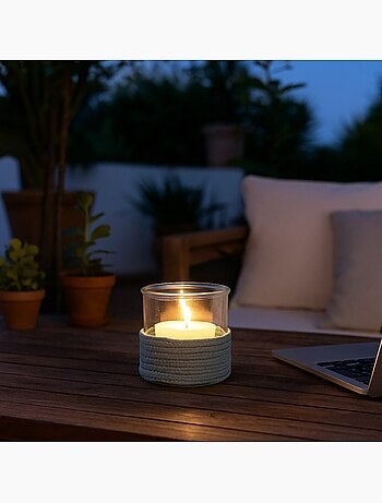 Set de 2 photophores en verre et corde