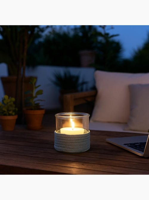 Set de 2 photophores en verre et corde - Kiabi