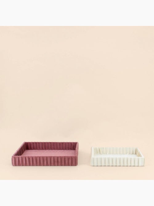 Set de 2 plateaux à bijoux en velours plissé - Kiabi