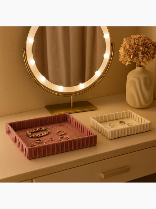 Set de 2 plateaux à bijoux en velours plissé - Kiabi