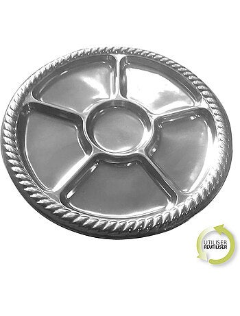 Set de 2 plateaux de 6 compartiments 30 cm Argent