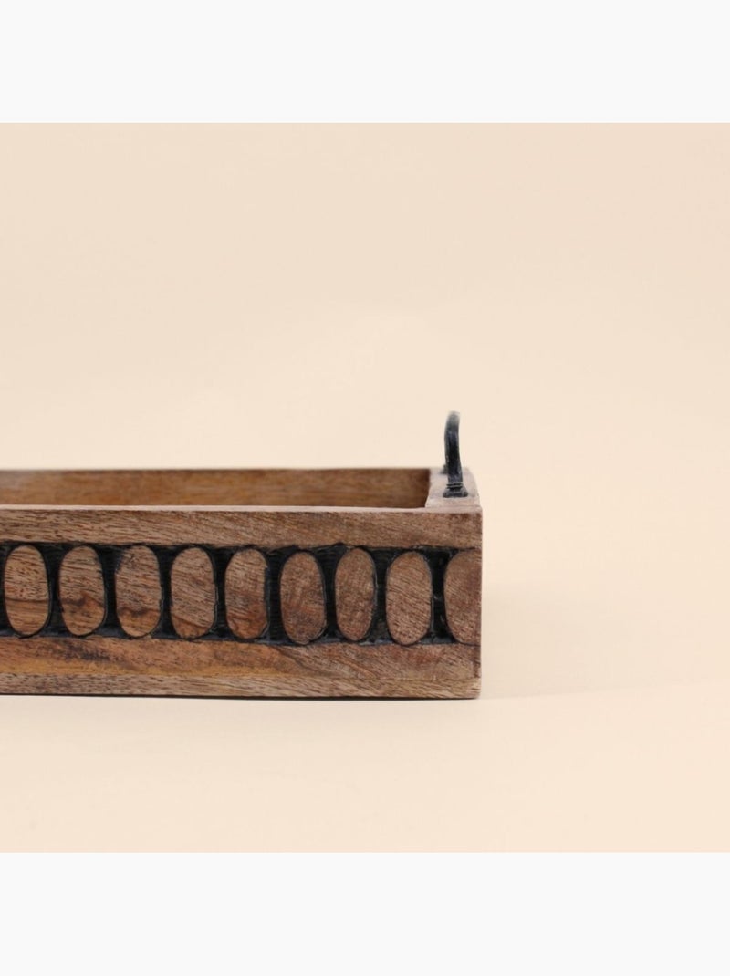 Set de 2 plateaux en bois avec poignées Beige - Kiabi