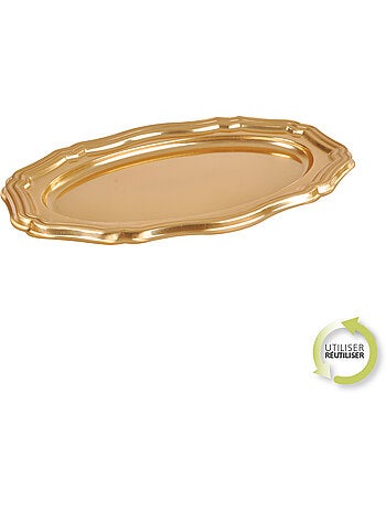 Set de 2 plateaux ovale or Louis XV 58 cm