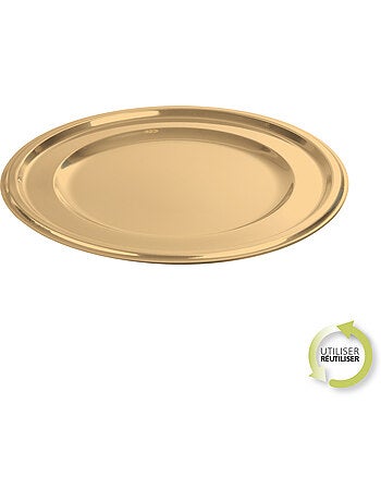 Set de 2 plateaux rond or 30 cm