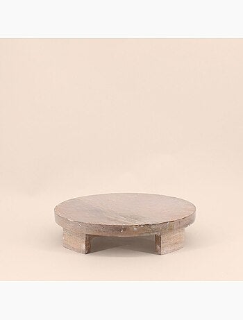 Set de 2 plateaux ronds en bois sur pieds