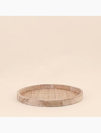 Set de 2 plateaux ronds en cannage