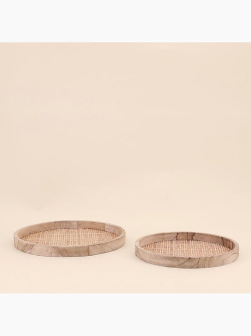 Set de 2 plateaux ronds en cannage - Kiabi