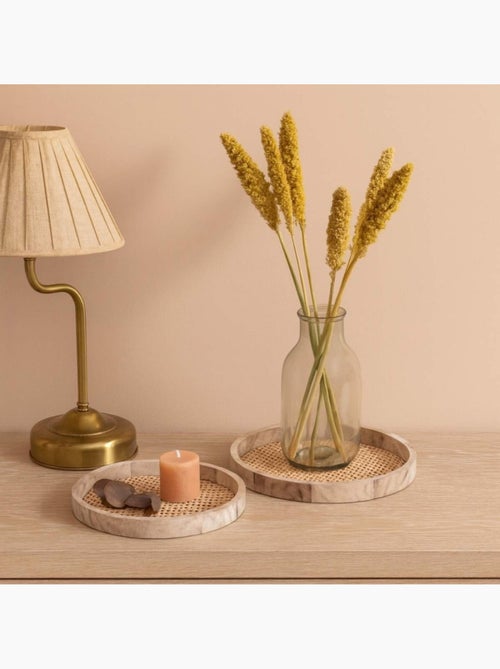 Set de 2 plateaux ronds en cannage - Kiabi