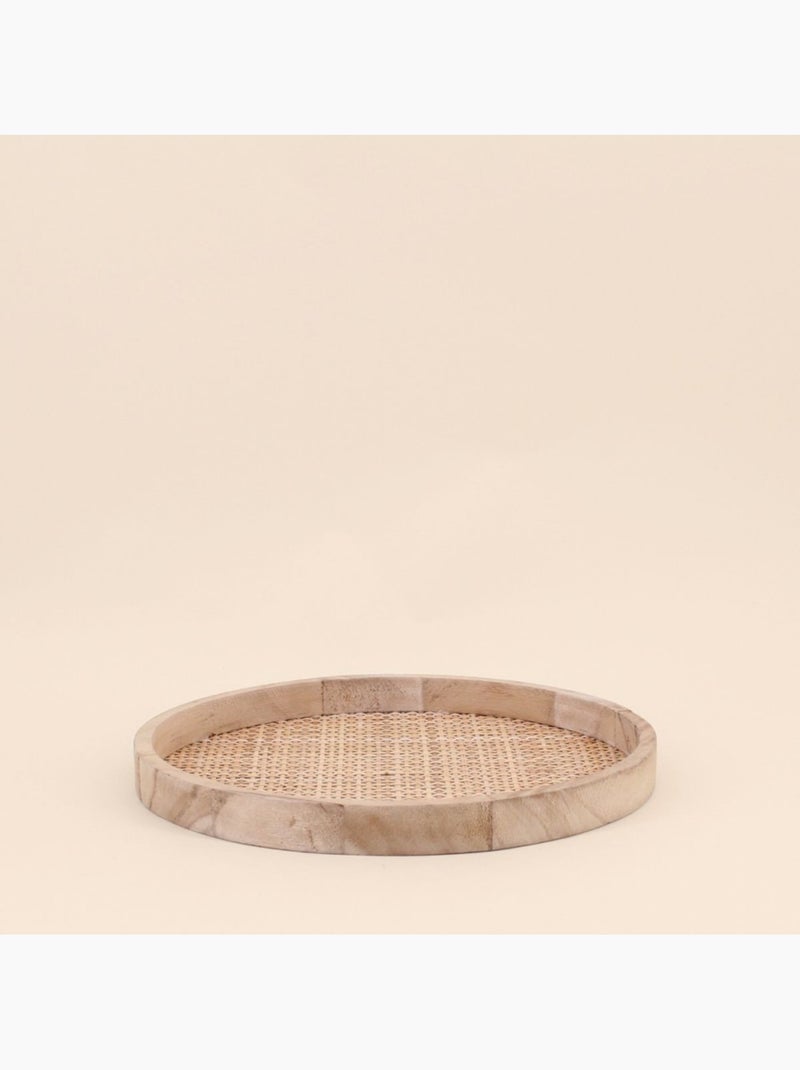 Set de 2 plateaux ronds en cannage Beige - Kiabi