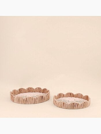 Set de 2 plateaux ronds en rotin
