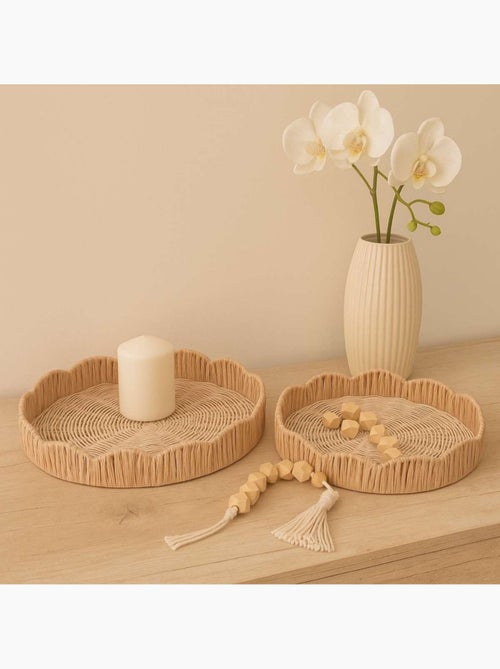 Set de 2 plateaux ronds en rotin - Kiabi
