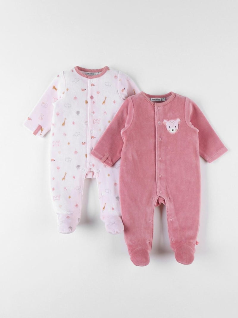Set de 2 pyjamas 1 pièce, clair/framboise Noukie's Rose - Kiabi