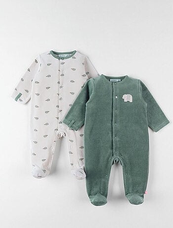 Set de 2 pyjamas 1 pièce, clair/vert forêt Noukie's