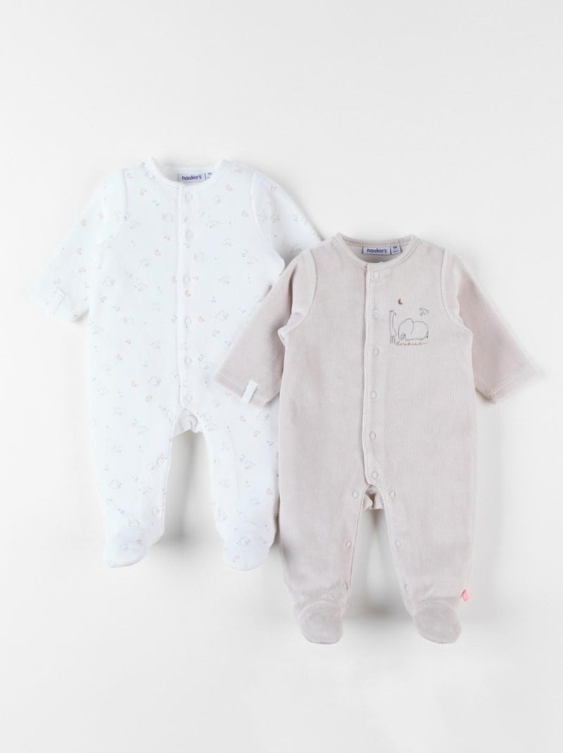 Set de 2 pyjamas 1 pièce, greige/écru Noukie's Blanc - Kiabi