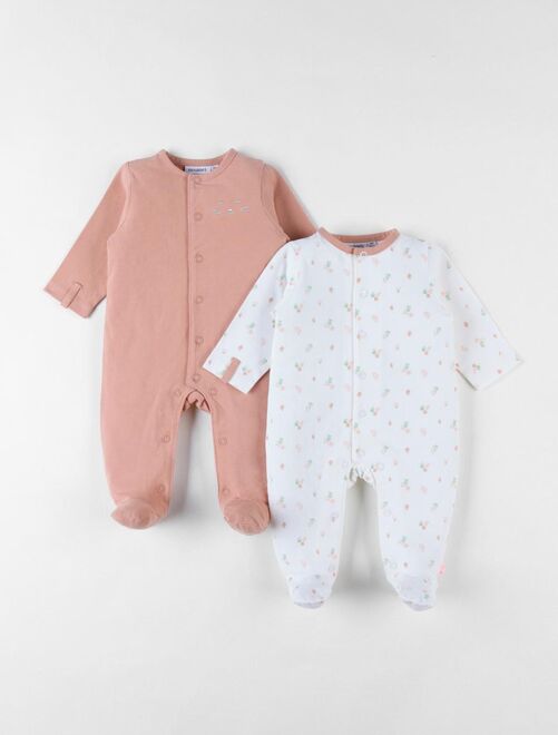 Set de 2 pyjamas 1 pièce, terracotta/écru Noukie's - Kiabi