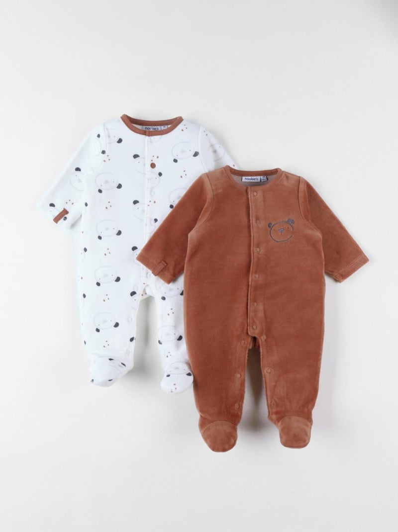 Set de 2 pyjamas dors-bien en velours, caramel Noukie's Beige - Kiabi