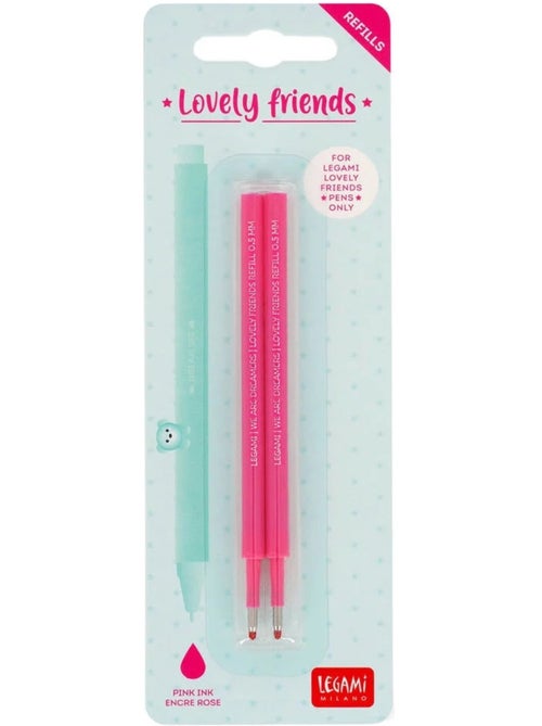 Set de 2 recharges pour stylo à encre gel Lovely Friends - Encre rose - Kiabi