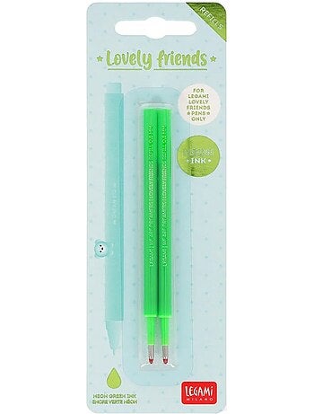 Set de 2 recharges pour stylo à encre gel Lovely Friends - Encre vert néon