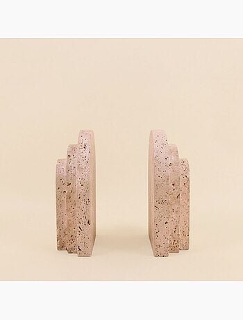 Set de 2 serre-livres imitation travertin forme arche