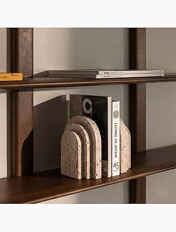 Set de 2 serre-livres imitation travertin forme arche