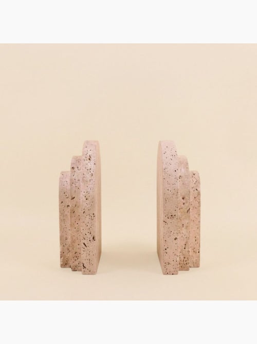 Set de 2 serre-livres imitation travertin forme arche - Kiabi