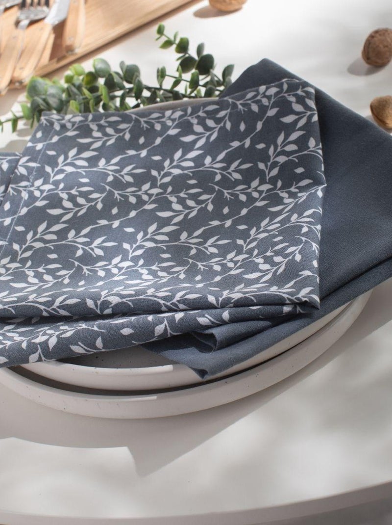 Set de 2 serviettes de table FLOWER GARDEN Bleu gris - Kiabi