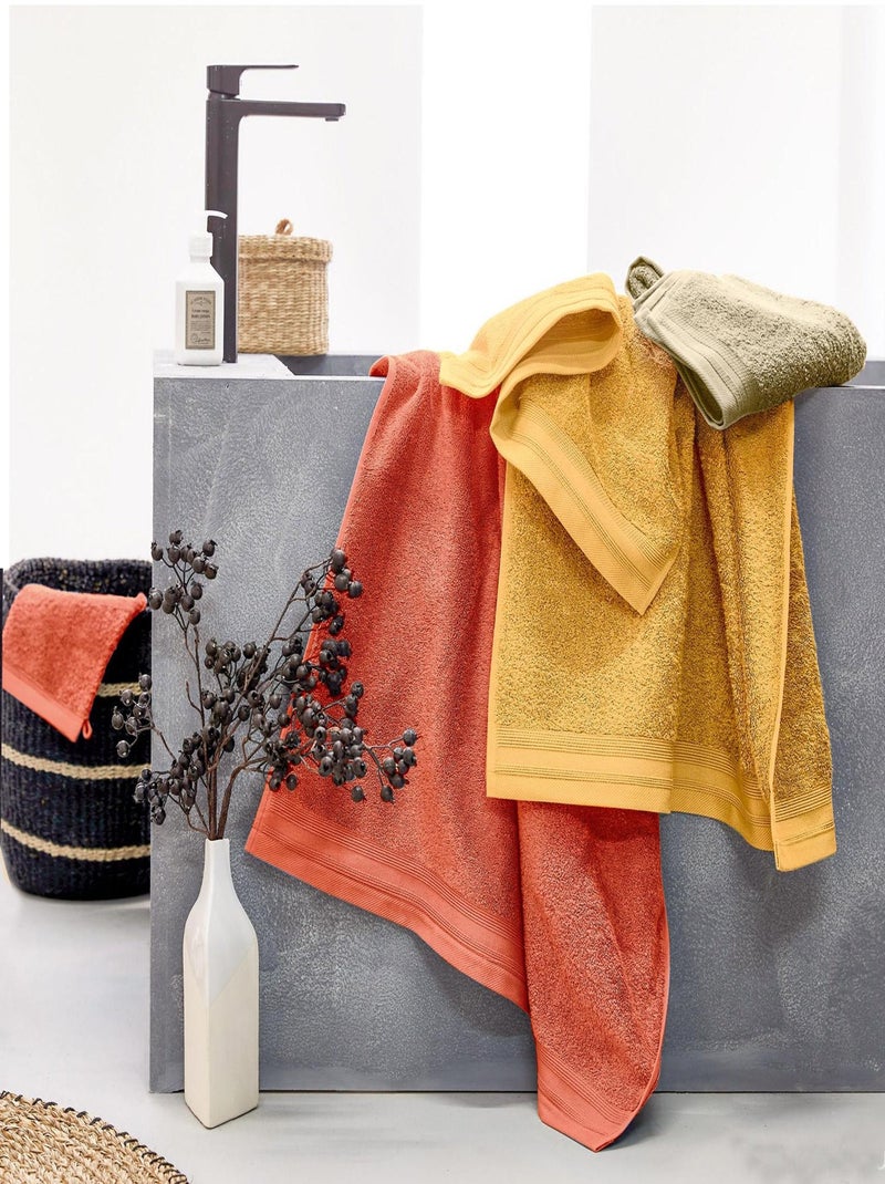 Set de 2 serviettes de toilette en éponge Jaune - Kiabi