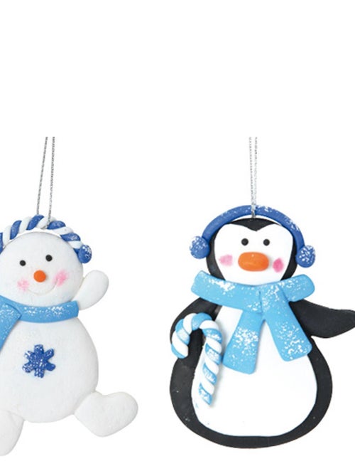 Set de 2 suspensions de noël – pingouin et bonhomme de neige - Kiabi