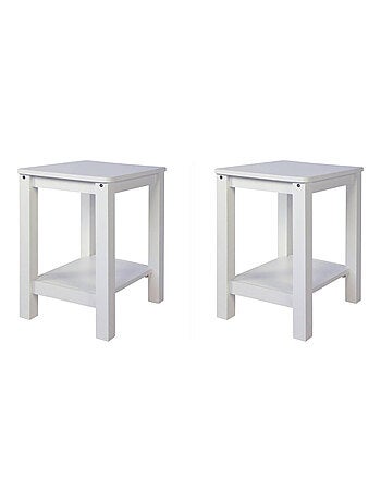 Set de 2 tabourets de table en pin massif blanc