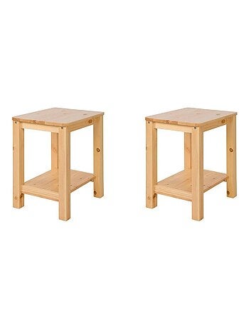 Set de 2 tabourets de table en pin massif blanc