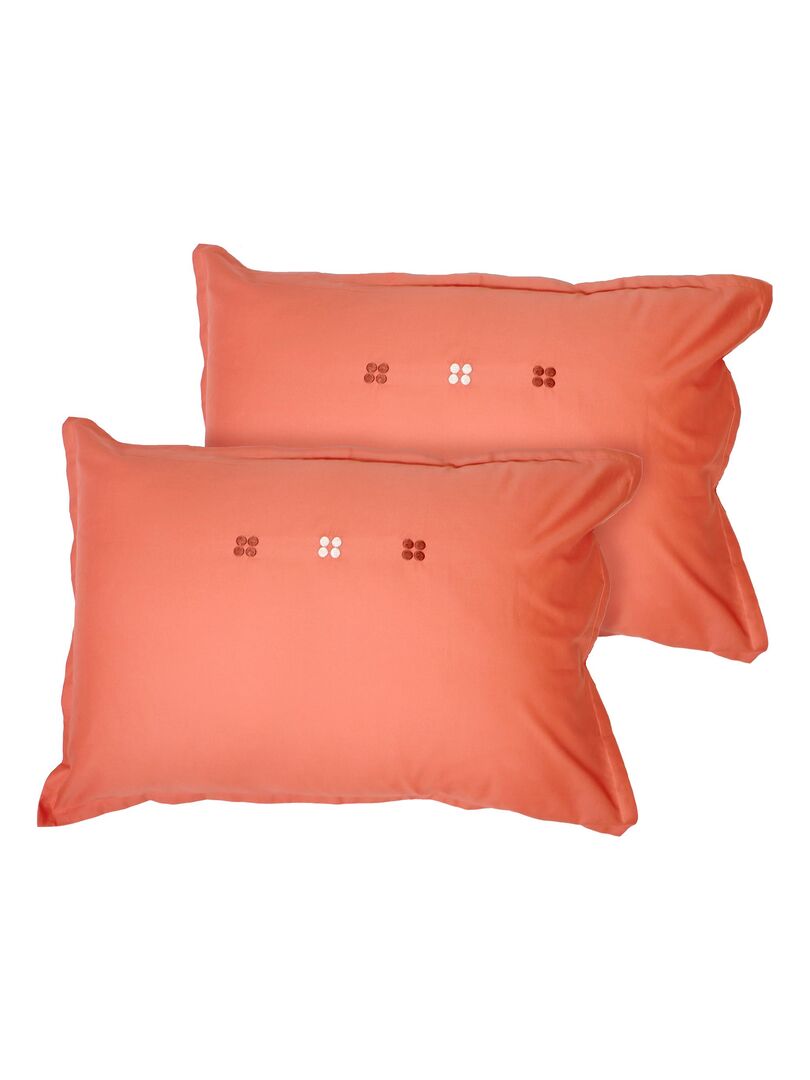 VENDU - Duo anciennes grandes taies d'oreiller monogrammes RV - Le