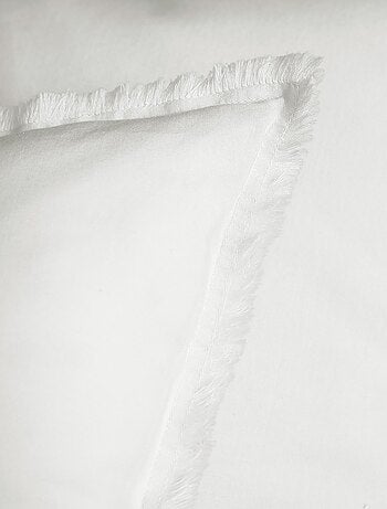 Set de 2 taies d'oreiller unies à franges, COTON LAVÉ