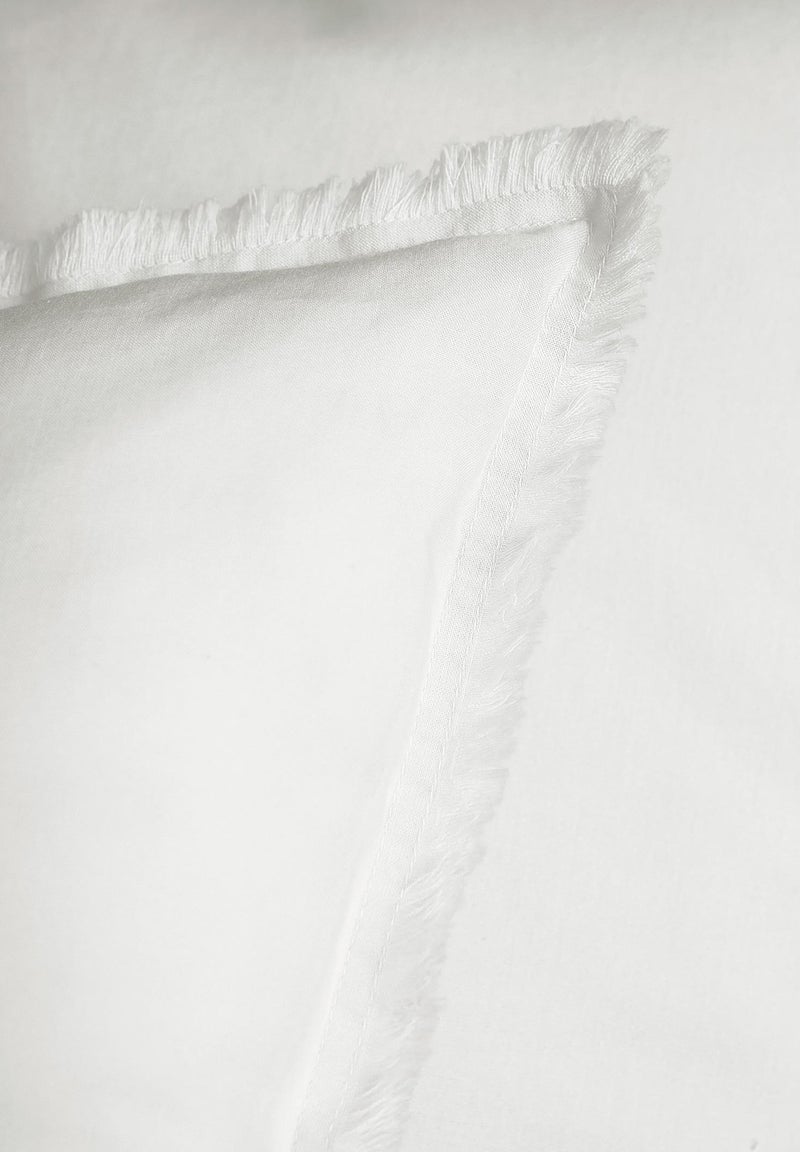 Set de 2 taies d'oreiller unies à franges, COTON LAVÉ Blanc - Kiabi