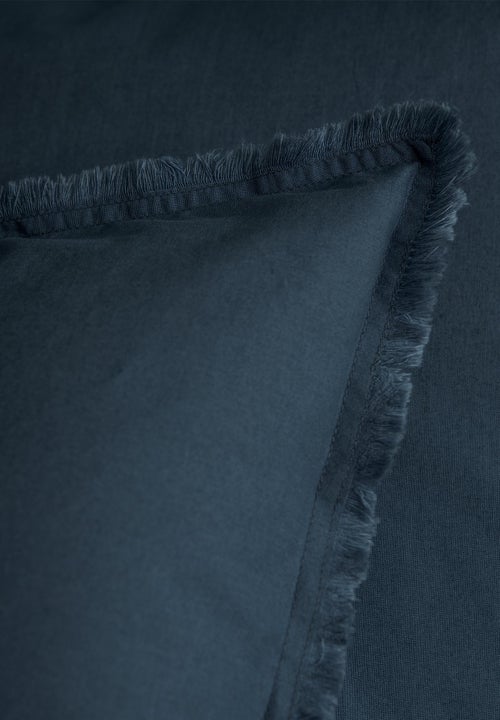 Set de 2 taies d'oreiller unies à franges, COTON LAVÉ - Kiabi