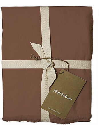 Set de 2 taies d'oreiller unies à franges, COTON LAVÉ