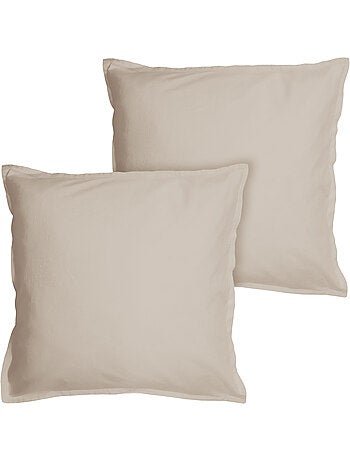 Set de 2 taies d'oreiller unies à volant, COTON LAVÉ