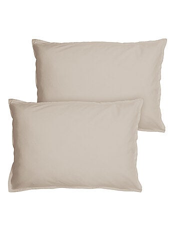 Set de 2 taies d'oreiller unies à volant, COTON LAVÉ
