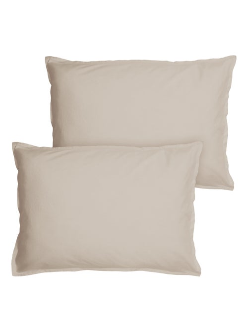 Set de 2 taies d'oreiller unies à volant, COTON LAVÉ - Kiabi Set de 2 taies d'oreiller unies à volant, COTON LAVÉ - Kiabi
