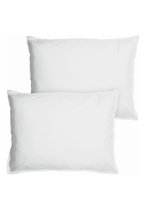 Set de 2 taies d'oreiller unies à volant, COTON LAVÉ - Kiabi