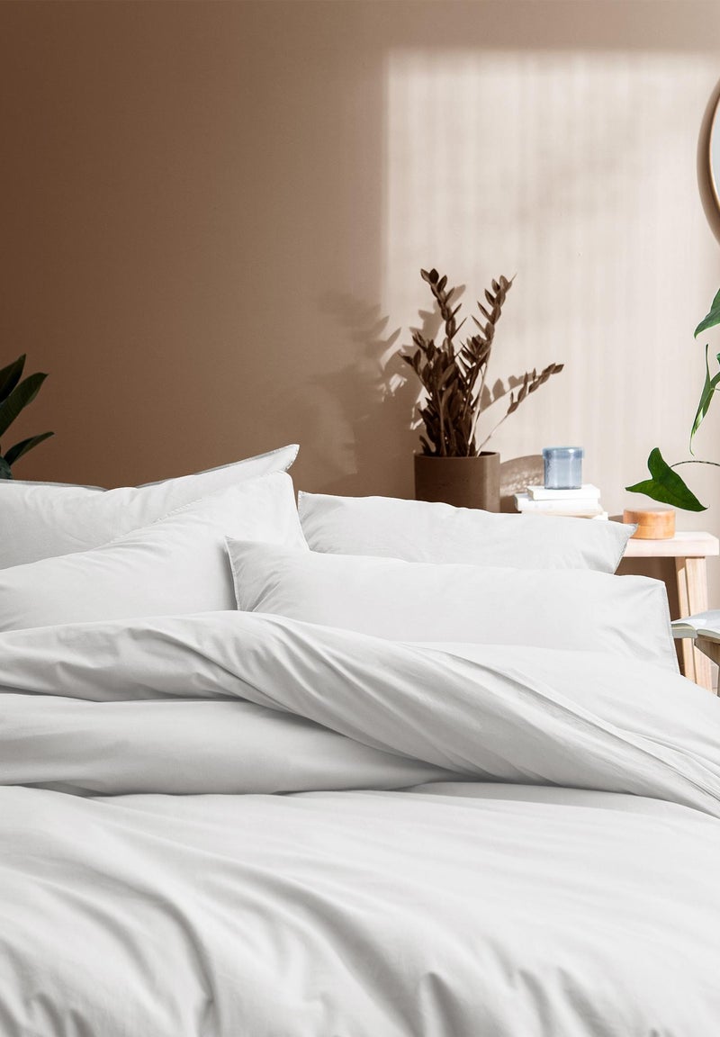 Set de 2 taies d'oreiller unies à volant, COTON LAVÉ Blanc - Kiabi