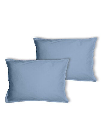 Set de 2 taies d'oreiller unies à volant, COTON LAVÉ