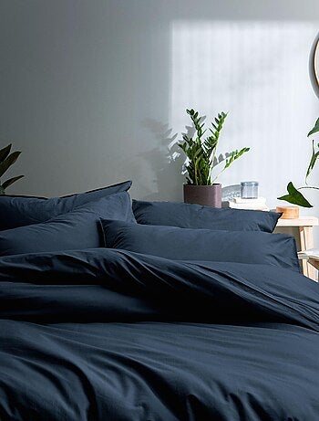 Set de 2 taies d'oreiller unies à volant, COTON LAVÉ