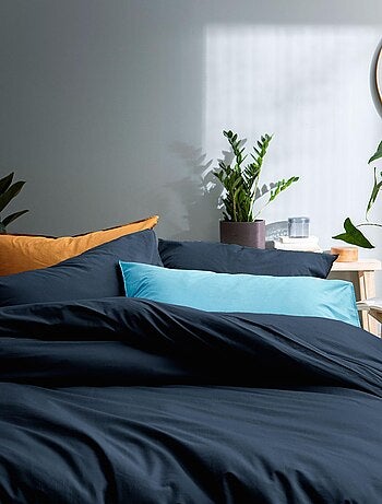 Set de 2 taies d'oreiller unies à volant, COTON LAVÉ