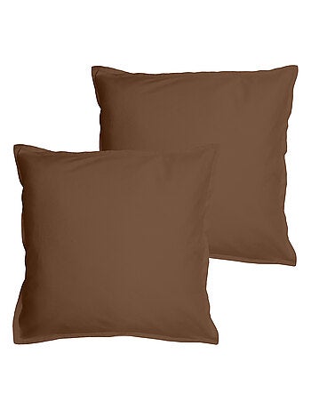 Set de 2 taies d'oreiller unies à volant, COTON LAVÉ