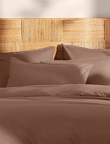 Set de 2 taies d'oreiller unies à volant, COTON LAVÉ